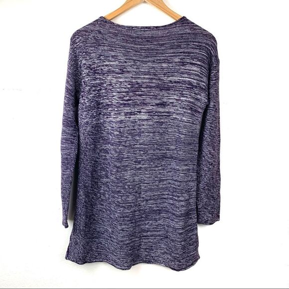 Ellen Tracy Marled Purple Tunic Pullover Sweater Size Medium - Picture 3 of 6